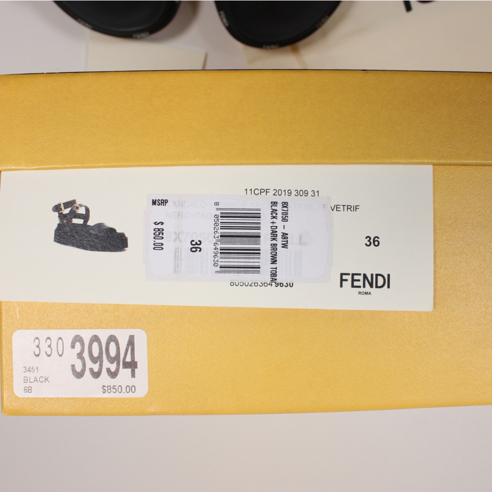 Fendi FF Logo Chunky Platform Leather Sandals Authentic - Picture 9 of 9
